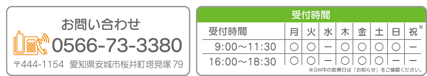 お問い合わせと診察時間